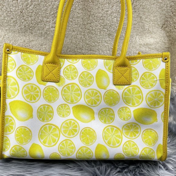 Dooney & Bourke Lemon Lime Large Coated Canvas Saffiano Trim Shopper Tote - Picture 6 of 11